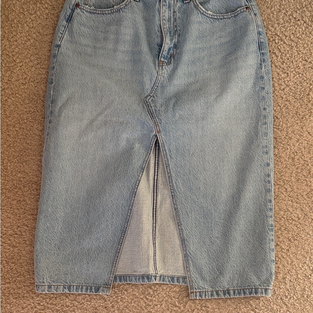 Abercrombie & Fitch Light Blue Denim Midi Skirt